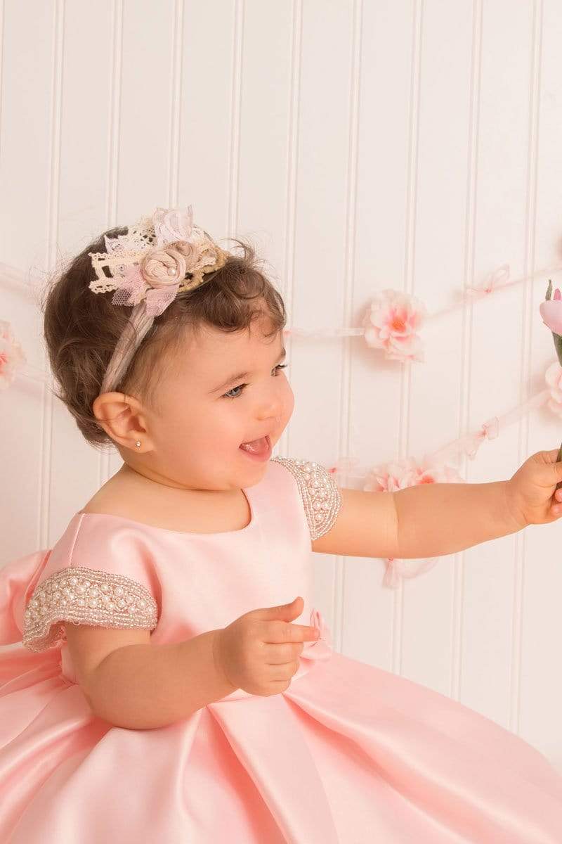 Pink Satin Flower Girl Dresses