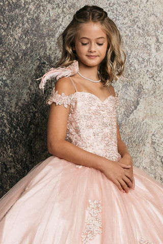 communion dresses C338 -Off Shoulder Embroider Dress Petite Adele flower girl dresses
