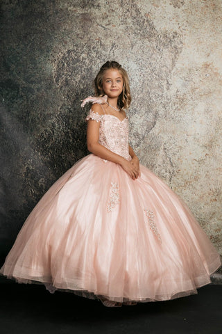 communion dresses C338 -Off Shoulder Embroider Dress Petite Adele flower girl dresses