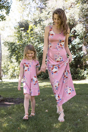 Chic Floral Mom and Me Matching Dresses