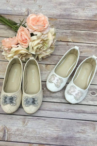 Flower Girl Shoes with Satin Belt & Rhinestone