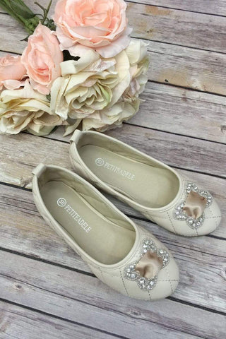 Flower Girl Shoes with Satin Belt & Rhinestone